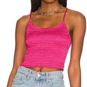 Free People Smocked Cross Back Tank Top Pink Size Medium